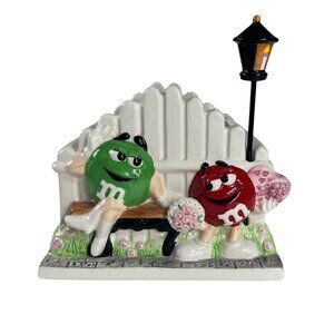 M&Ms Ceramic Figurine Planter Featuring Candy Holder Bench Fence Lamp Post